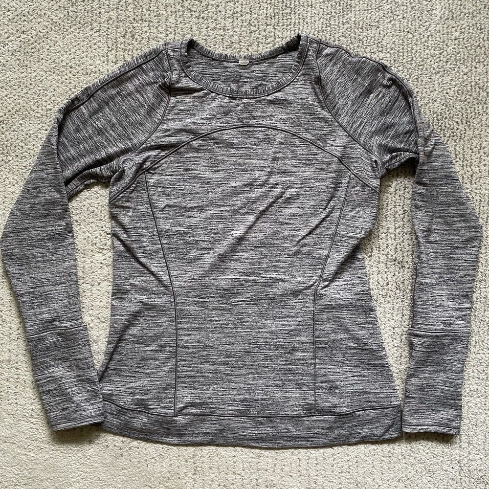 Lululemon Size 10 Cypress Kiss Long Sleeve Space Dye Camo Seal Grey Deep Coal